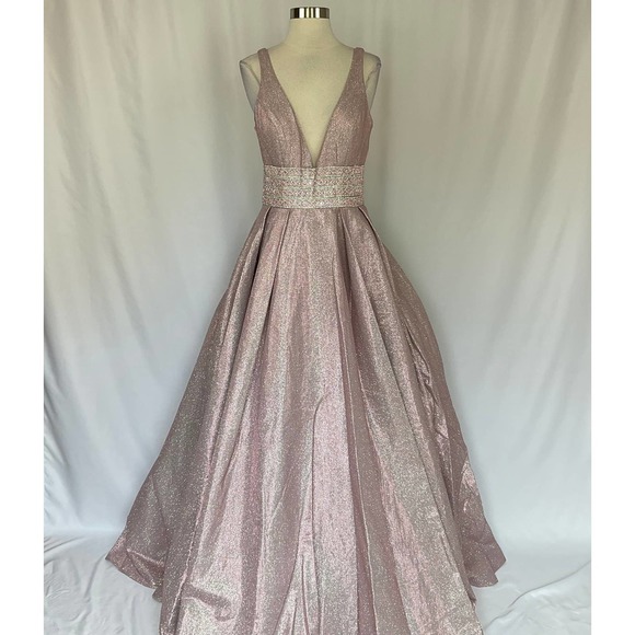 Jovani Dresses & Skirts - Jovani Women's Formal Dress Size 12 Pink Beaded Backless Long Ball Gown